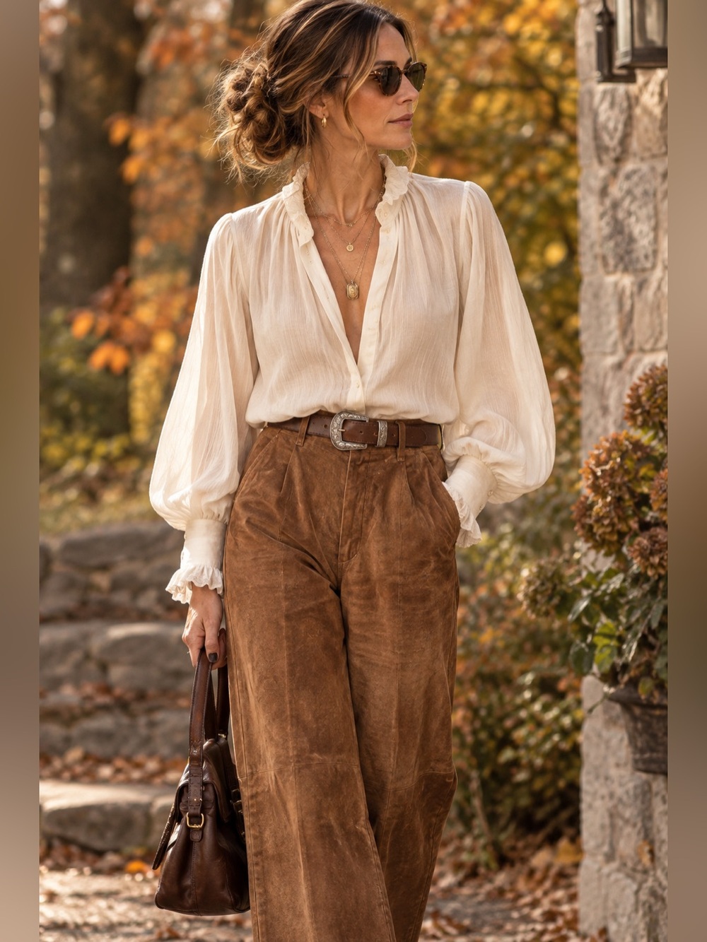 Rare VTG Pablo Montreal Genuine Suede Leather Pants Women’s Lined Wide Leg